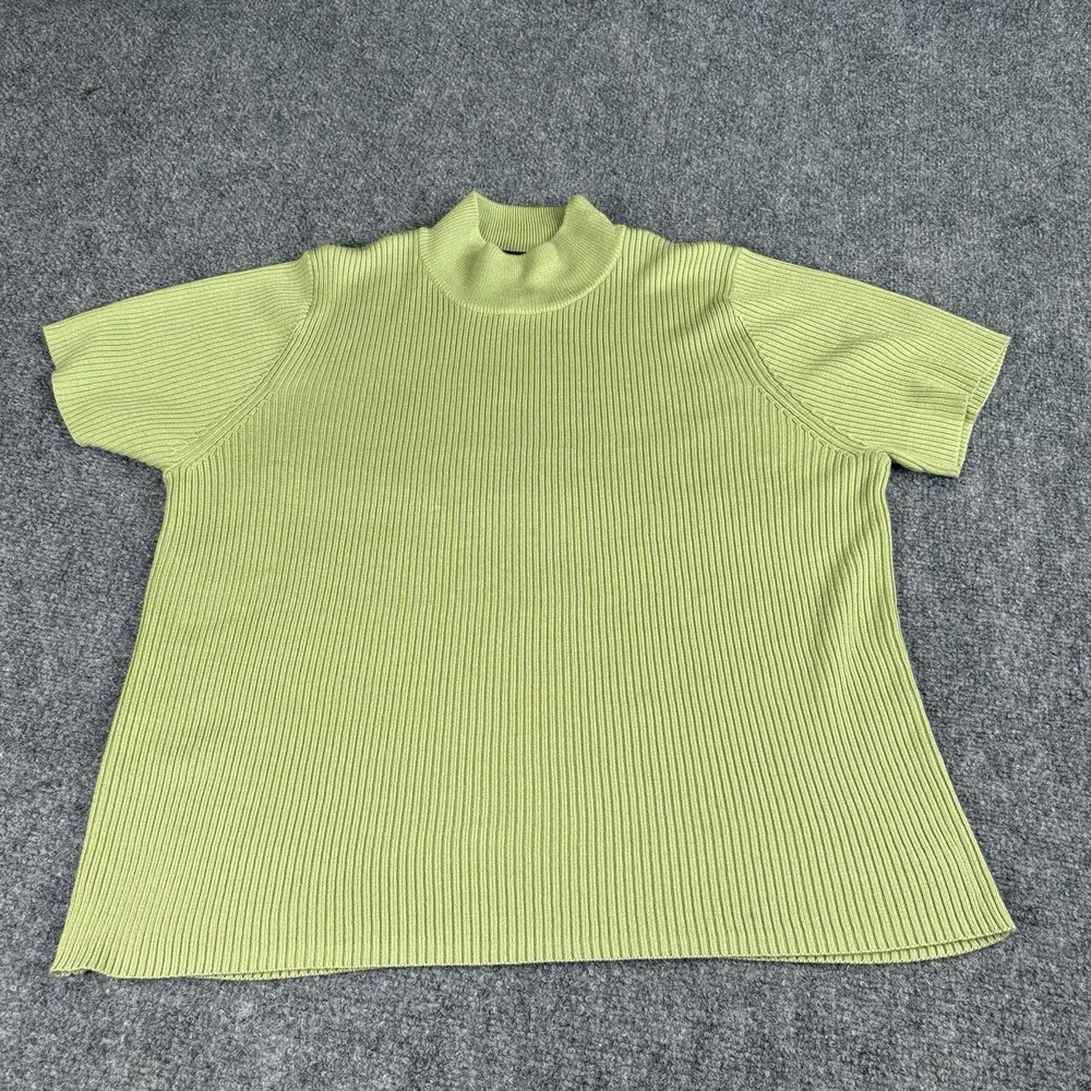 Vintage Y2K Sweater Requirements Women Large Ribbed Green Preppy Hong Kong 90s